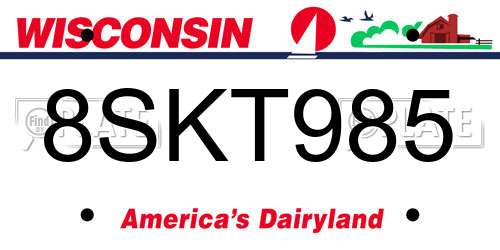8SKT985 Wisconsin License Plate