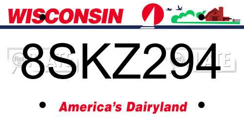 8SKZ294 Wisconsin License Plate