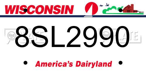 8SL2990 Wisconsin License Plate