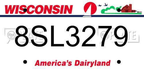 8SL3279 Wisconsin License Plate