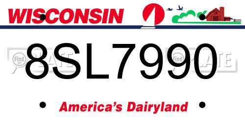 8SL7990 Wisconsin License Plate