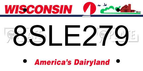 8SLE279 Wisconsin License Plate