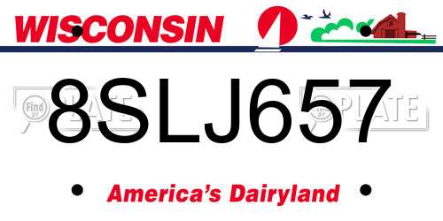 8SLJ657 Wisconsin License Plate