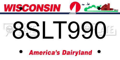 8SLT990 Wisconsin License Plate
