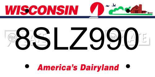 8SLZ990 Wisconsin License Plate
