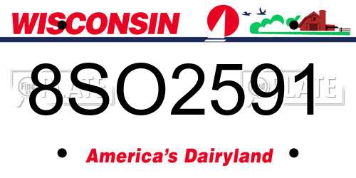 8SO2591 Wisconsin License Plate
