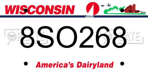 8SO268 Wisconsin License Plate