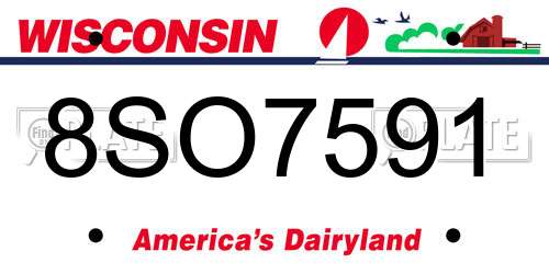 8SO7591 Wisconsin License Plate