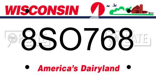 8SO768 Wisconsin License Plate