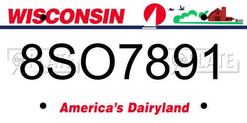 8SO7891 Wisconsin License Plate