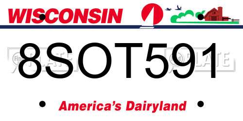 8SOT591 Wisconsin License Plate