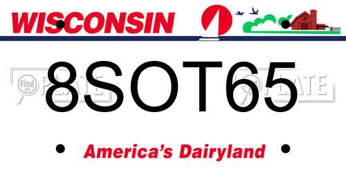 8SOT65 Wisconsin License Plate