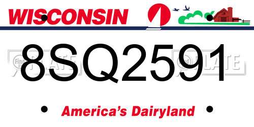 8SQ2591 Wisconsin License Plate