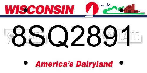 8SQ2891 Wisconsin License Plate