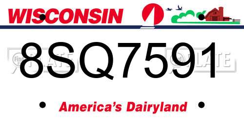 8SQ7591 Wisconsin License Plate