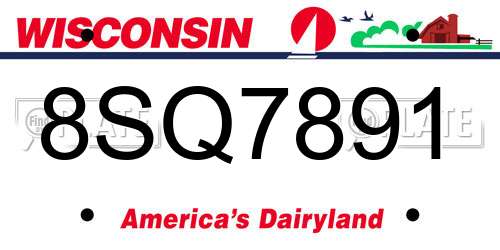8SQ7891 Wisconsin License Plate