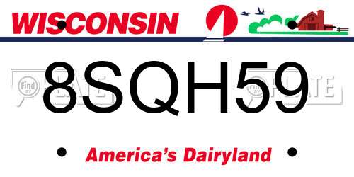 8SQH59 Wisconsin License Plate