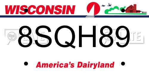8SQH89 Wisconsin License Plate
