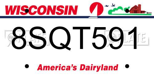 8SQT591 Wisconsin License Plate