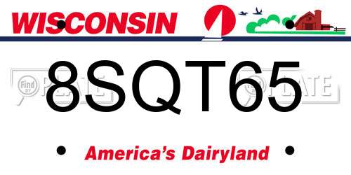 8SQT65 Wisconsin License Plate