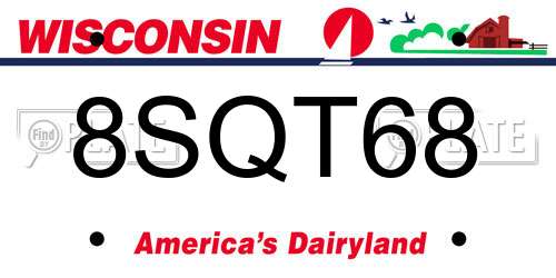 8SQT68 Wisconsin License Plate