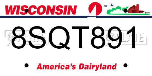 8SQT891 Wisconsin License Plate