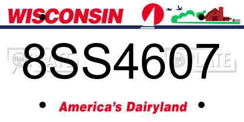 8SS4607 Wisconsin License Plate