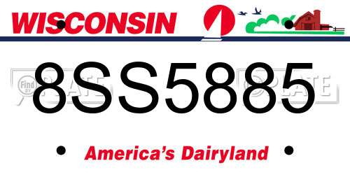 8SS5885 Wisconsin License Plate