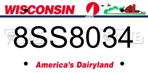 8SS8034 Wisconsin License Plate