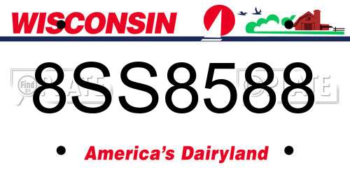 8SS8588 Wisconsin License Plate