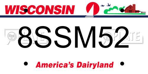 8SSM52 Wisconsin License Plate