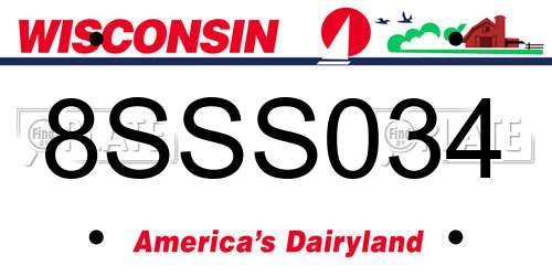 8SSS034 Wisconsin License Plate