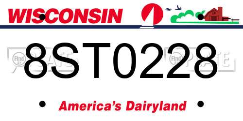 8ST0228 Wisconsin License Plate