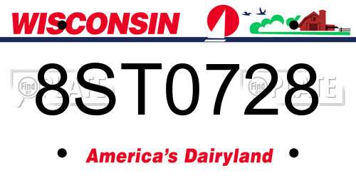 8ST0728 Wisconsin License Plate
