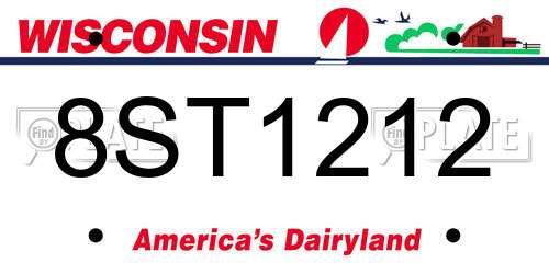 8ST1212 Wisconsin License Plate