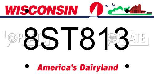 8ST813 Wisconsin License Plate