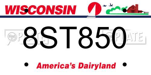 8ST850 Wisconsin License Plate