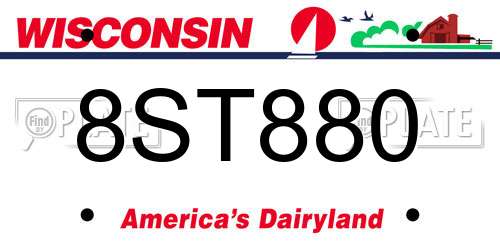 8ST880 Wisconsin License Plate