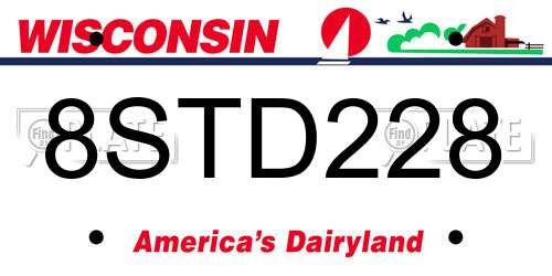8STD228 Wisconsin License Plate