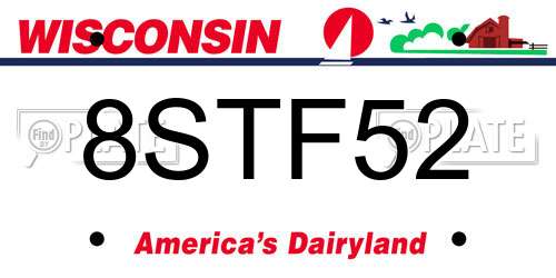 8STF52 Wisconsin License Plate