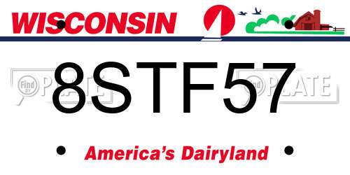 8STF57 Wisconsin License Plate