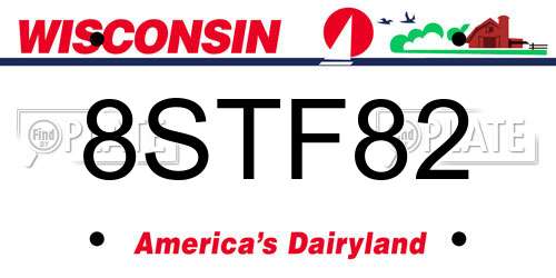8STF82 Wisconsin License Plate