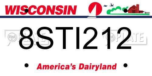 8STI212 Wisconsin License Plate