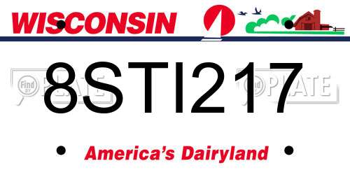 8STI217 Wisconsin License Plate
