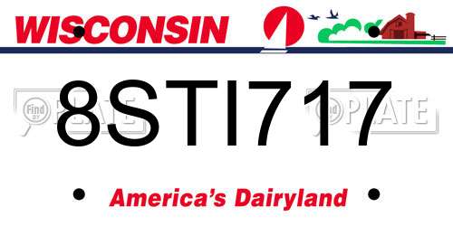 8STI717 Wisconsin License Plate