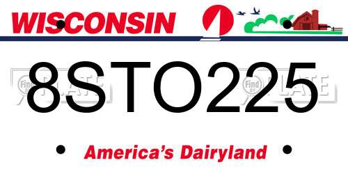 8STO225 Wisconsin License Plate