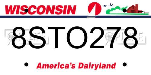 8STO278 Wisconsin License Plate