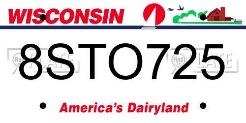 8STO725 Wisconsin License Plate