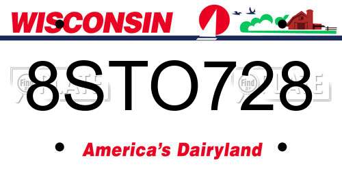8STO728 Wisconsin License Plate