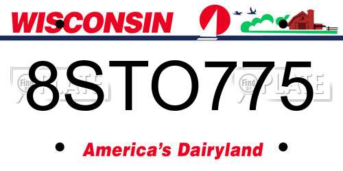 8STO775 Wisconsin License Plate